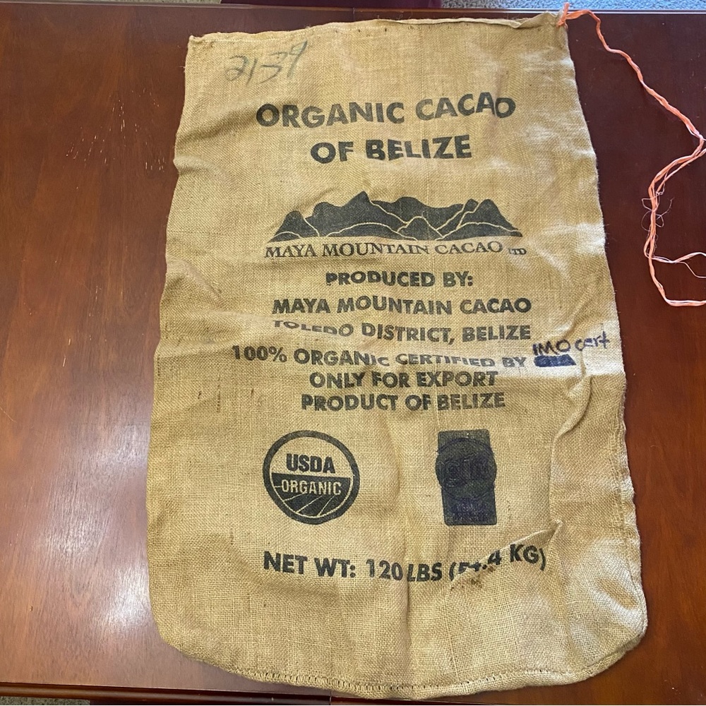 Burlap Sack from Belize Cacao beans